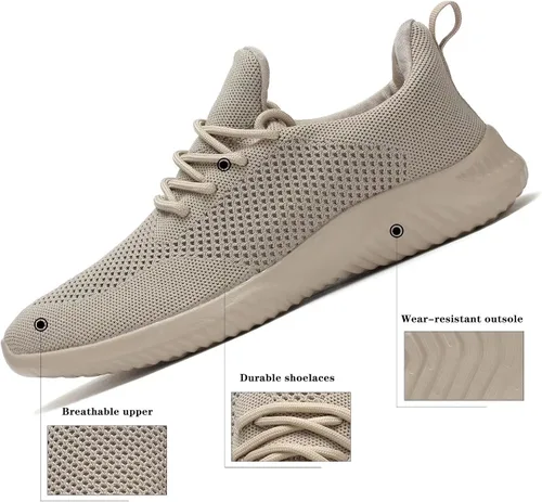 Vista 3 de Wrezatro Zapatos para caminar para hombre, ultraligeros, transpirables, antideslizantes, informales, de moda, de malla, para entrenamiento, deportes