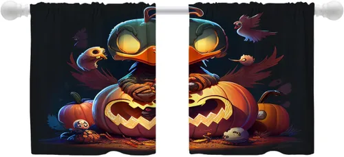 Vista 37 de Shrahala Blue Bright Blackout Curtain Tiers, Colorful Acrylic Paint Pour Abstract Design Kitchen Valance Light Blocking Tier Drapes with Rod Pocket
