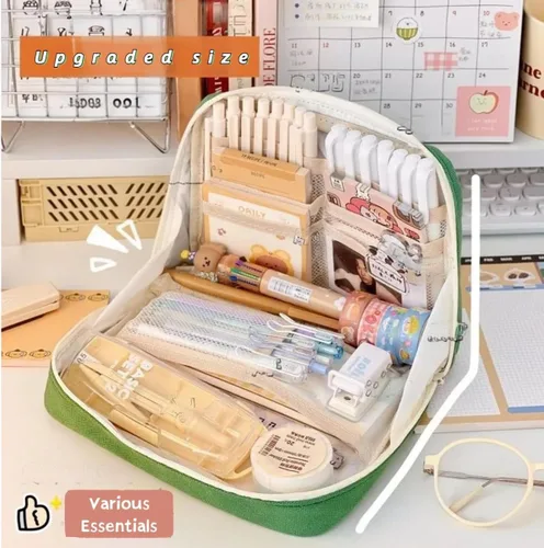 Vista 5 de Fcteap Estuche caja para lápices bonito kawaii de gran capacidad estética con cremallera porta bolígrafos organizador bolsa para suministros