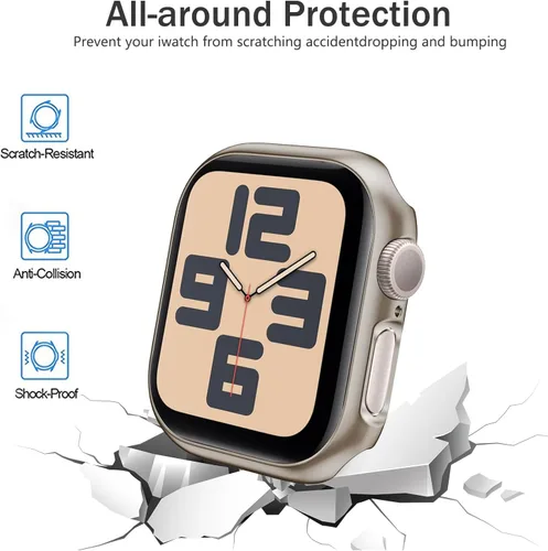 Vista 4 de Pocoukate 12 Pack Funda para Apple Watch Series 10, Series 11 de 42mm, con Protector de Pantalla de Vidrio Templado, Cubierta Protectora Completa