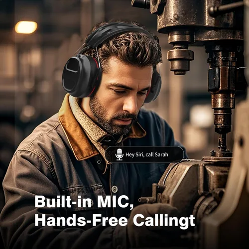 Vista 7 de Auriculares de gel de protección auditiva Bluetooth 5.4 con batería recargable de 1200 mAh, tiempo de trabajo de 120 horas, SNR de 30 dB, orejeras