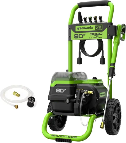 Vista 13 de Greenworks - Lavadora eléctrica de 2000 PSI (1.1 GPM máximo) (25°, 40°, boquilla de jabón) para uso en cubiertas, vallas, patios de hormigón, aceras