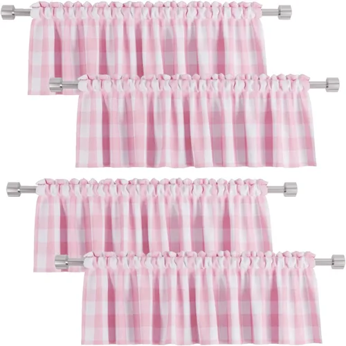 Vista 14 de 4 cenefas de cuadros de búfalo para ventanas de sala de estar, 16 pulgadas de largo, diseño clásico a cuadros a cuadros para dormitorio, baño