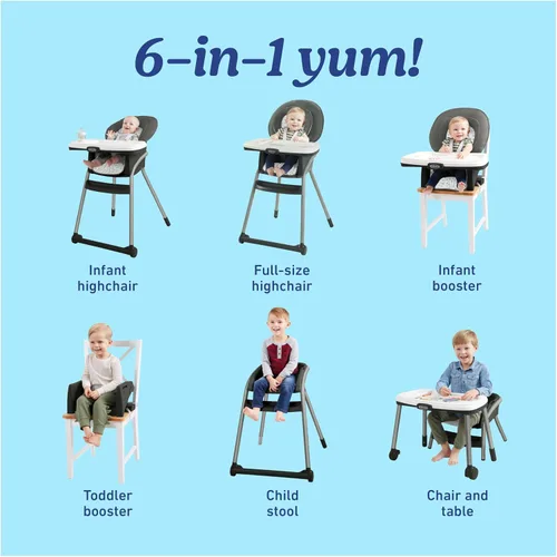 Vista 2 de Graco® Table2Table LX Silla alta 6 en 1, flechas con soporte de cabeza para bebés y bandeja extraíble con una mano