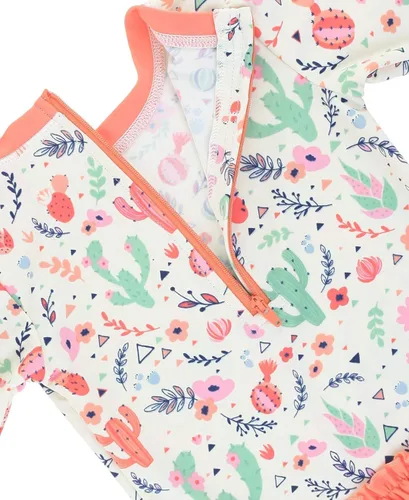 Vista 5 de RuffleButts - Traje de baño de manga larga, de una pieza, para bebéniñas, con protección solar UPF 50+