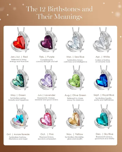 Vista 6 de CDE Love Heart Pendant Necklaces for Women Silver Tone Rose Gold Tone Crystals Birthstone Christmas Jewelry Gifts for Women BirthdayAnniversary