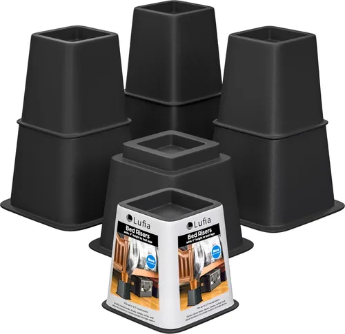 Vista 10 de Lufia Elevadores de muebles de cama resistentes, apilables, elevadores de cama para sofá, mesa, sofá, silla o escritorio, juego de 4 elevadores