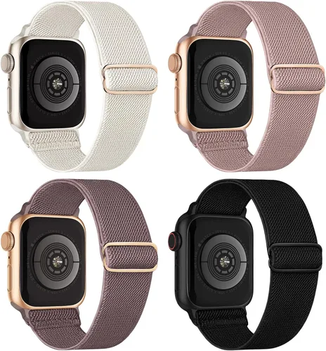 Vista 31 de 4 Pack Stretchy Solo Loop Compatible with Apple Watch Bands Women Men