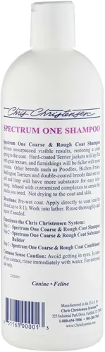 Vista 2 de Chris Christensen Spectrum One - Champú para perros, pelaje grueso y áspero, arregla como un profesional, mantiene una textura nítida, no seca
