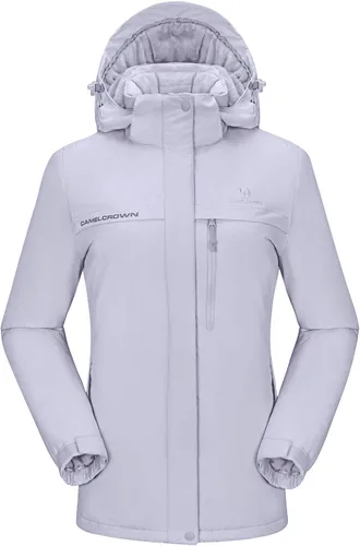 Vista 50 de CAMEL CROWN - Chamarra de esquí para mujer, impermeable, con capucha desmontable, rompevientos, forro polar, parka para lluvia