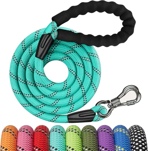 Vista 18 de NTR Correa de perro de 3 pies resistente, Correas de perro de cuerda verde con gancho giratorio y con candado y mango acolchado cómodo, Correa