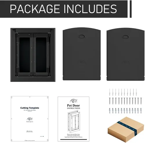 Vista 8 de 【PATAPLUS】 Puerta grande de aluminio para perros estilo francés, solapas magnéticas dobles resistentes, con túnel telescópico de aluminio, puerta