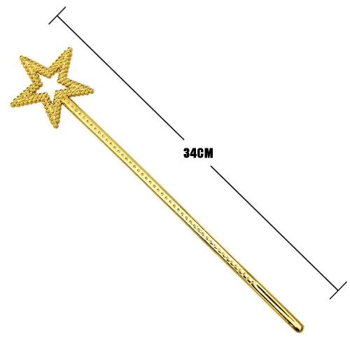 Vista 2 de AKOAK Varita de estrella, varita de ángel de princesa de hada dorada de 13 pulgadas