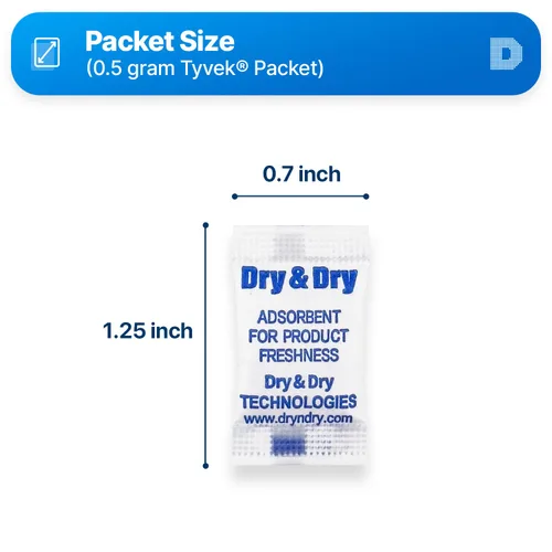 Vista 6 de Dry & Dry 0.02 oz [50 paquetes] Paquetes de gel de sílice seguros para alimentos y farmacéuticos desecantes - Paquetes de gel de sílice Tyvek®