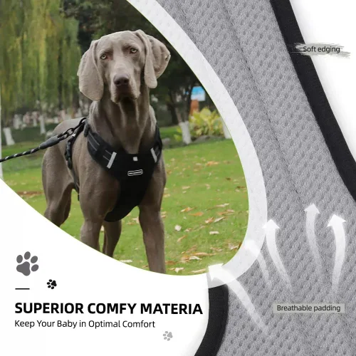 Vista 5 de Arnés para perro ajustable reflectante sin tirones, para perros medianos y grandes con correa de 59.06 pulgadas (negro, XS)