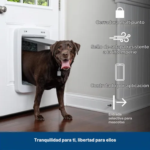 Vista 3 de Puerta para mascotas PetSafe SmartDoor controlada por aplicación (grande), hecha para múltiples mascotas, entrada y salida selectiva, control a
