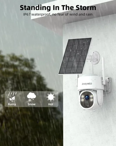Vista 4 de Cámaras de seguridad solares inalámbricas para exteriores, sistema de cámara de seguridad para el hogar con batería FHD de 4 MP con monitor de 10