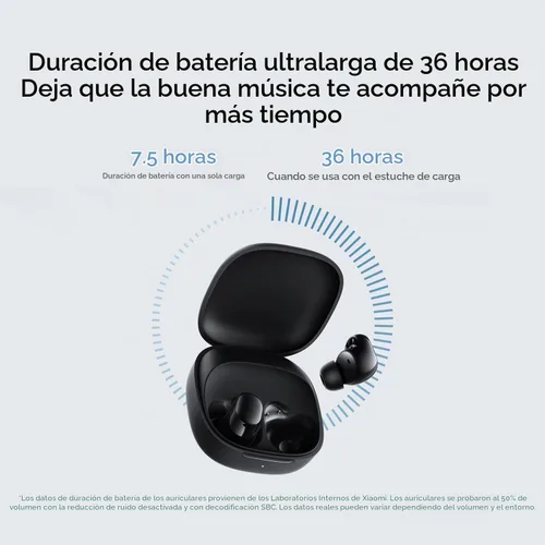 Vista 4 de Xiaomi Redmi Buds 6 Play Control dinámico de 10 mm Reducción de ruido AI Hasta 36 horas de duración de la batería Bluetooth® 5.4 Control