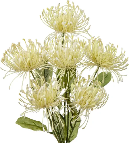 Vista 13 de Hollyone Flores artificiales azules de crisantemo de 33 pulgadas, 2 piezas, arreglo floral de mamá araña, flores artificiales grandes con 3 cabezas