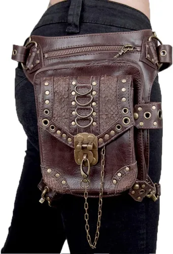 Vista 2 de UIYTR Steampunk - Bolsa de motocicleta retro para mujer estilo retro estilo gótico para mujer color marrón