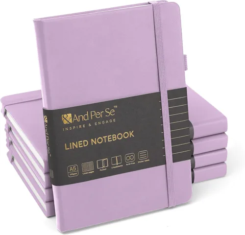 Vista 121 de ⩓ Per Se Cuaderno de Diario con Líneas (3 Paquetes), 160 Páginas Papel Grueso 100GSM, A5 Tapa Dura Cuadernos con Rayas Universitarias para Escribir