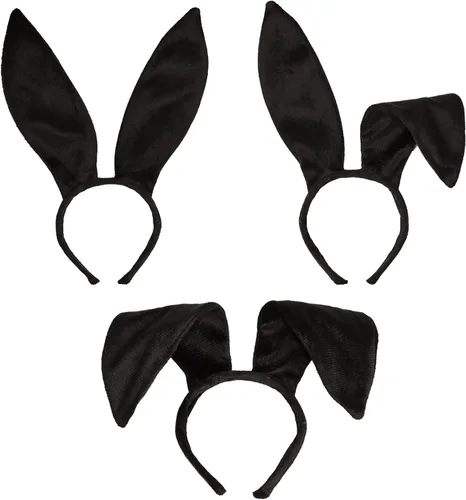 Vista 2 de Conjunto de disfraz de conejo, diadema de orejas de conejo, corbatín, puño y cola kit de accesorios