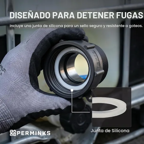 Vista 4 de IBC - Adaptador de mano, S60x6 de rosca gruesa de 2.3 pulgadas a NPT de 2 negro (1 unidad)