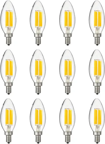 Vista 12 de Sunlite Bombilla LED de filamento B11 con punta de torpedo, 5 vatios (equivalente a 60 W), 600 lúmenes, 90CRI, base de candelabro E12, regulable