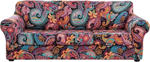 Vista 16 de Lamberia Funda de Sofá Estampada de Alta Elasticidad Fundas de Sofá de 2 Piezas Funda de Sillón con Una Funda de Cojín Separada Parte Inferior Flor