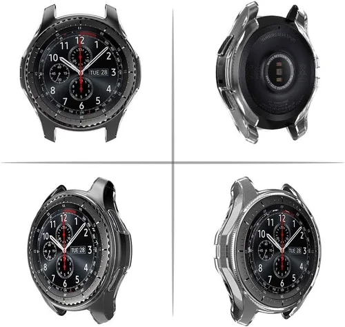 Vista 6 de FitTurn Compatible con Gear S3 Frontier SM-R760, marco de metal de TPU suave a la moda, resistente a los golpes, a prueba de golpes, carcasa