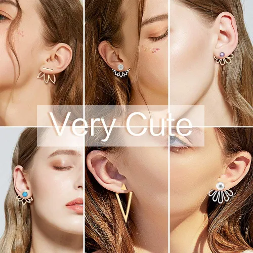 Vista 2 de Juego de 11 pares de aretes de flor de loto para mujeres y niñas, juego para orejas ansitivas, joyería simple y elegante, Diamante de imitación