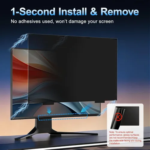 Vista 5 de Paquete de 2 pantallas magnéticas de privacidad de computadora de 24 pulgadas para monitor con relación de aspecto 16:9, protector de privacidad