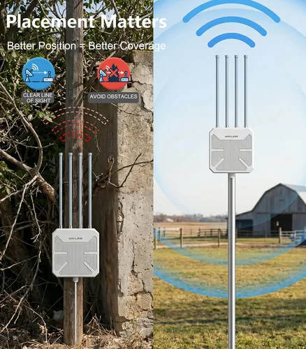 Vista 7 de WAVLINK AX1800 Extensor WiFi 6 para exteriores, punto de acceso al aire libre resistente a la intemperie IP67, extensor WiFi de largo alcance