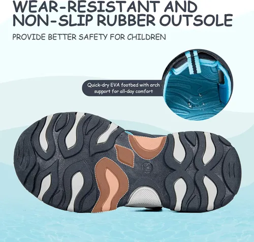 Vista 3 de RUNSIDE Sandalias deportivas para niños y niñas con punta cerrada para senderismo caminar zapatos de agua de verano para niños pequeñosniños grandes
