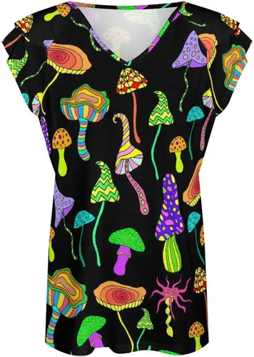 Vista 4 de Womens Short Sleeve Shirts V Neck Lotus Leaf Short Sleeve Tops Summer Blouse Shirts