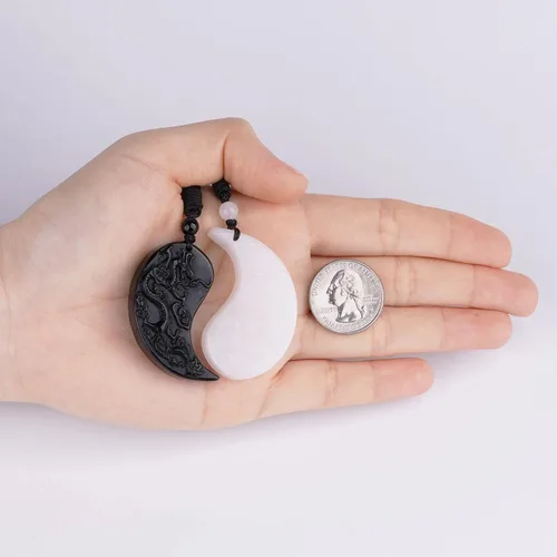 Vista 6 de ASGIFT Collar de la suerte de obsidiana, dije de protección de amuleto de piedra de poder con cadena de cuentas ajustable, cristal curativo, regalo