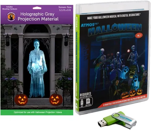 Vista 23 de Reaper Brothers® Kit de decoración digital de Halloween incluye 8 efectos de video AtmosFX® para Halloween Plus pantalla de proyección holográfica