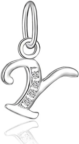 Vista 25 de Adabele Auténtica plata de ley brillante A-Z 26 letras pequeñas del alfabeto con circonita cúbica, colgante de diamantes de imitación resistente al