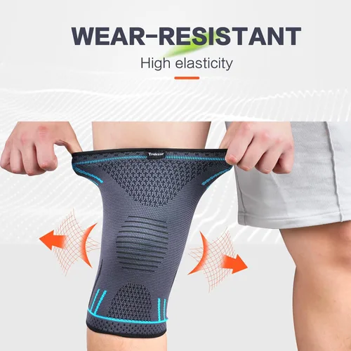 Vista 5 de Rodillera para mujeres y hombres, rodillera de compresión para dolor de rodilla, desgarro de menisco, dolor de artritis y apoyo (par, negro, mediano)