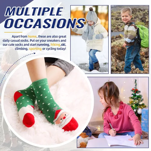 Vista 90 de Eocom 6 pares de calcetines de invierno cálidos de lana para niños y niñas
