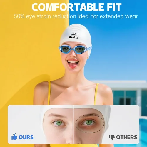 Vista 4 de Whale Gafas de natación para adultos, antiempañamiento, cómodas, polarizantes, para adultos, unisex