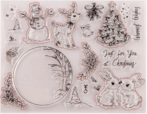 Vista 2 de Sellos de silicona con temática de árbol de Navidad para hacer tarjetas, sellos de goma transparente para álbumes de recortes, álbumes de fotos