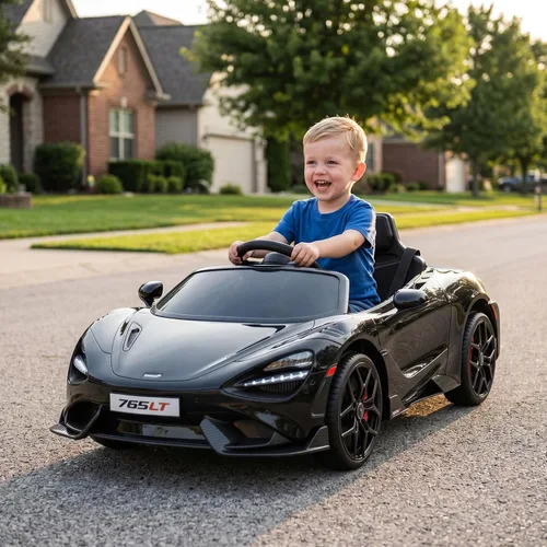 Vista 9 de Automóvil de paseo para niños con licencia McLaren 765LT para niños de 3 a 6 años, vehículo eléctrico con batería de 12 V, con control remoto