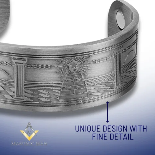 Vista 3 de Pulsera masónica de cobre para hombre con bolsa de regalo
