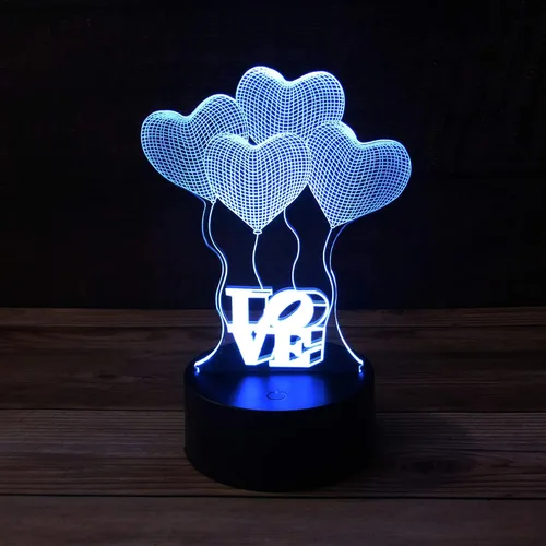 Vista 7 de Globo de amor romántico 3D acrílico para base de lámpara LED (solo acrílico. Base LED se vende por separado)