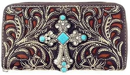 Vista 4 de Texas West Premium - Cartera para mujer con hebilla de diamantes de imitación en 6