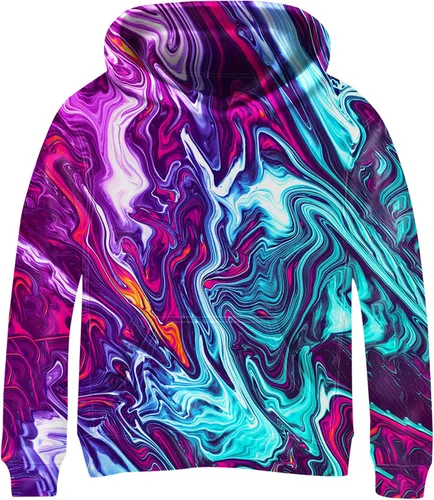 Vista 5 de Linnhoy Sudaderas con capucha para niños y niñas con estampado digital 3D de 6 a 15 años Cbai Blanco