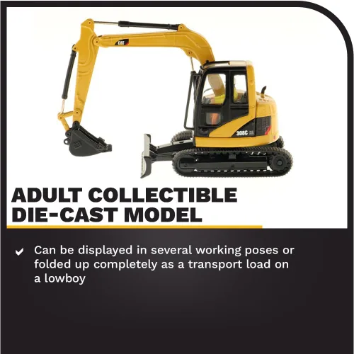 Vista 3 de Diecast Masters Caterpillar 308C CR Mini excavadora hidráulica, Core Classics Series Camiones para gatos y equipo de construcción Modelo a escala