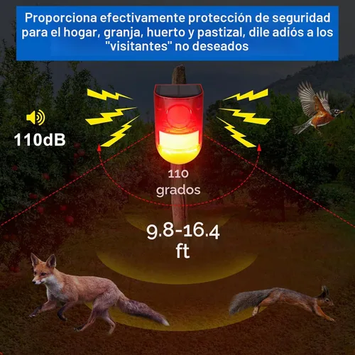 Vista 3 de Aolyty Luz solar de alarma con sensor de movimiento con sirena y LED rojo