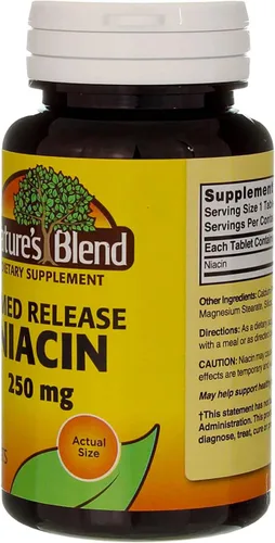 Vista 5 de Nature's Blend Niacina Liberación Temporizada 250 mg 250 mg 100 Tabletas